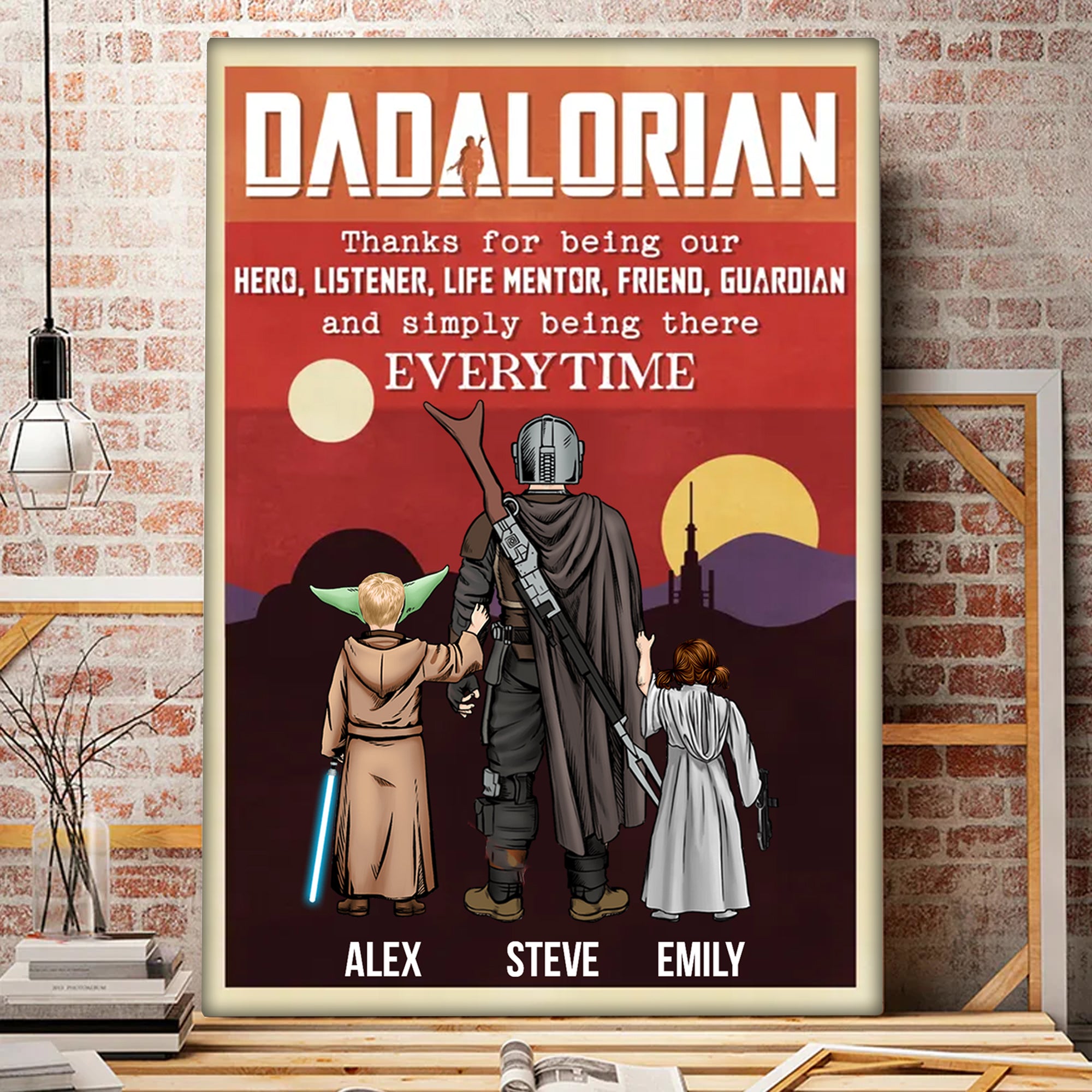 Thanks For Being Our Hero And Simply Being There Everytime - Gift For Father's Day - Personalized Canvas Poster