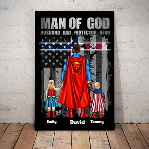 Super Dad, Man Of God - Gift For Father's Day - Personalized Canvas Poster