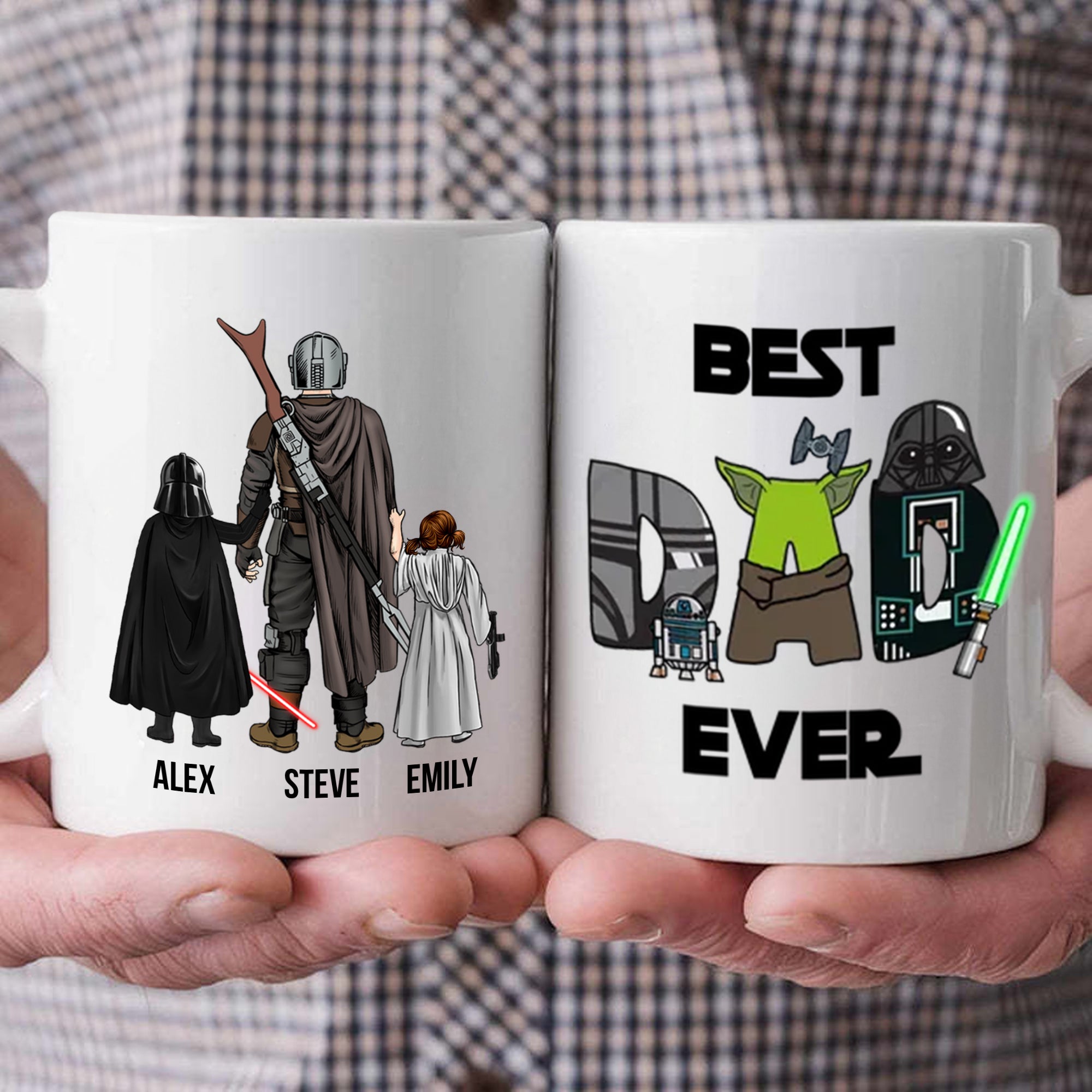 Star War My Dad And Me In The Adventure Go To Space - Gift For Father's Day - Personalized Ceramic Mug