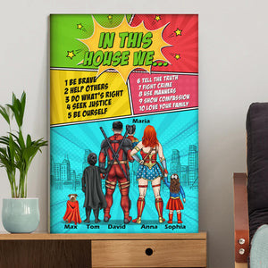 In This Super House We're Be Brave - Gift For Father's Day - Personalized Canvas Poster