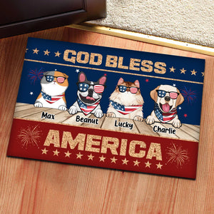 God Bless America Happy Independence Day - Gift For Pet Lovers - Personalized Door Mat