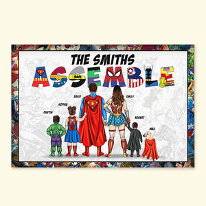 Assemble, The Super Family - Gift For Dad, Father's Day - Personalized Canvas Poster