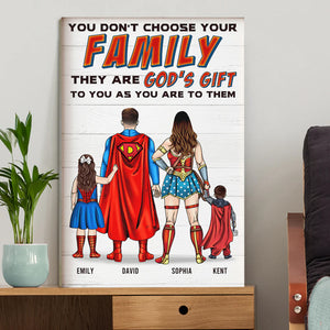 Family Is God's Gift - Gift For Dad, Father's Day - Personalized Canvas Poster