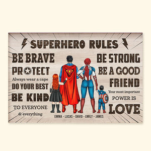 Super Family Rules - Gift For Dad, Father's Day - Personalized Canvas Poster