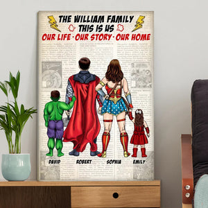 4 Our Life Our Story Our Home - Gift For Dad, Husband, Father's Day - Personalized Canvas Poster