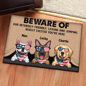 Be Aware Of Our Intensely Licking Pets - Gift For Pet Lovers - Personalized Door Mat