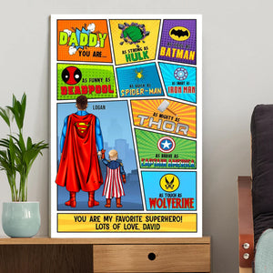 Daddy You Are As Strong As Hulk, As Cool As Batman - Gift For Father's Day - Personalized Canvas Poster