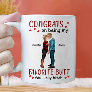 Congrats On Being My Favorite Butt - Personalized Ceramic Mug - Gift For Couple, Husband Wife, Anniversary, Engagement, Wedding, Marriage Gift - CL30 NH96