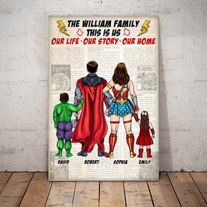 4 Our Life Our Story Our Home - Gift For Dad, Husband, Father's Day - Personalized Canvas Poster