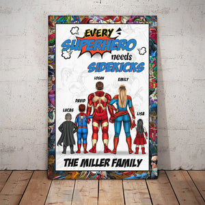 Every Super Family Needs Sidekicks - Gift For Dad, Father's Day - Personalized Canvas Poster