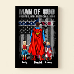 Super Dad, Man Of God - Gift For Father's Day - Personalized Canvas Poster