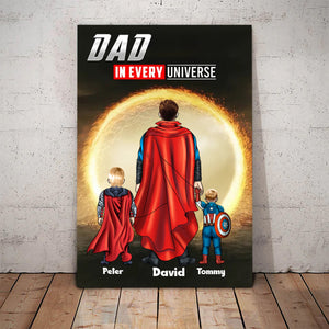 Dad We Love You In Every Universe - Gift For Father's Day - Personalized Canvas Poster