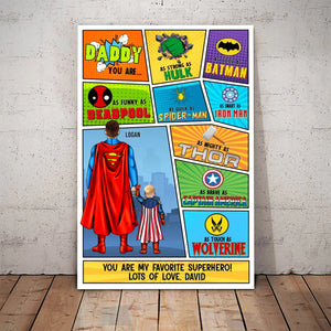 Daddy You Are As Strong As Hulk, As Cool As Batman - Gift For Father's Day - Personalized Canvas Poster