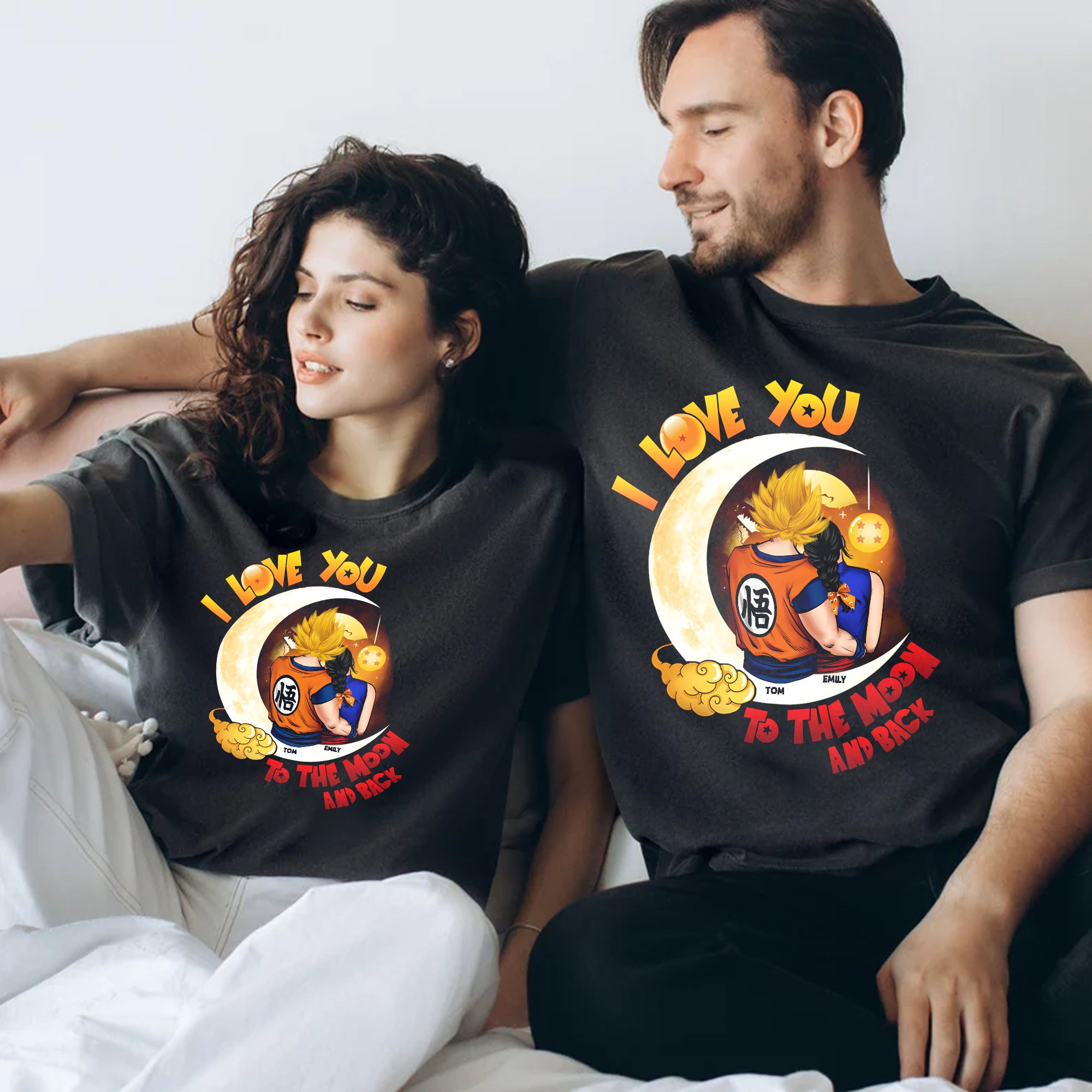 I Love You, To The Moon And Back - Gift For Couple - Personalized Couple Tshirt - CL18 NH96