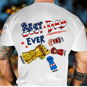 Best Dad Ever Hand To Hands American Flag - Gift For Dad, Grandfather - Personalized TShirt