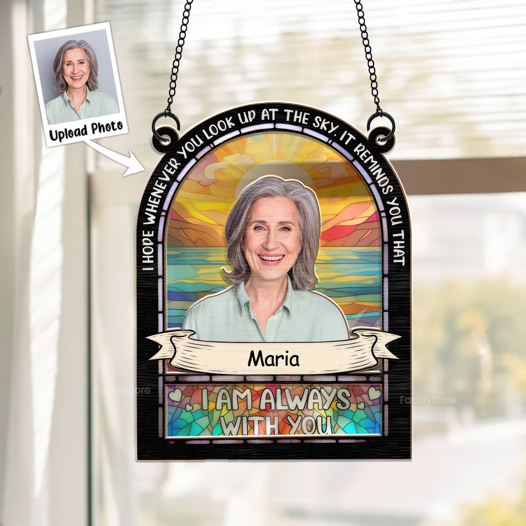 I Hope Whenever I Look Up At The Sky You See Me - Memorial Gift - Personalized Window Hanging Suncatcher Ornament NA94