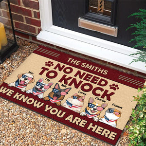 No Need To Knock We Know You Are Here Red Version - Gift For Pet Lovers - Personalized Door Mat