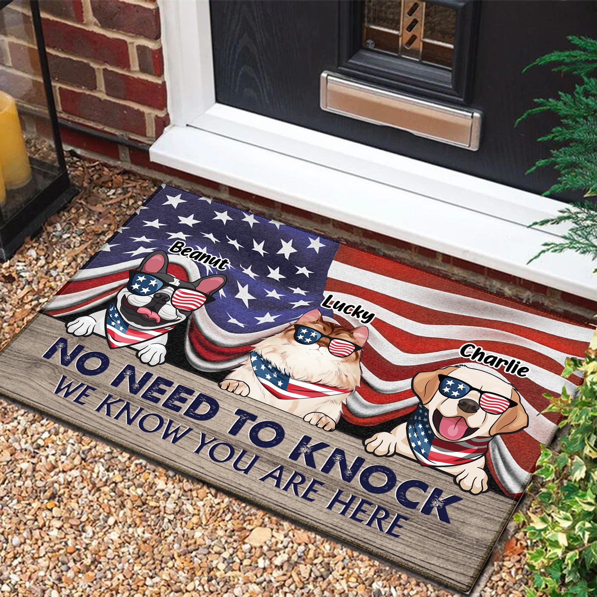 Stars And Stripes Welcome To Our Home - Gift For Pet Lovers - Personalized Door Mat - CL12 NA94