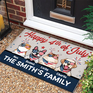 Happy 4th July With Cute Pets - Gift For Pet Lovers - Personalized Door Mat - CL12 NA94