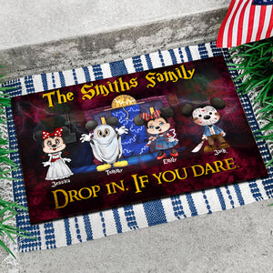 Drop In If You Dare Happy Halloween - Personalized Shaped Door Mat - CL15 NA94