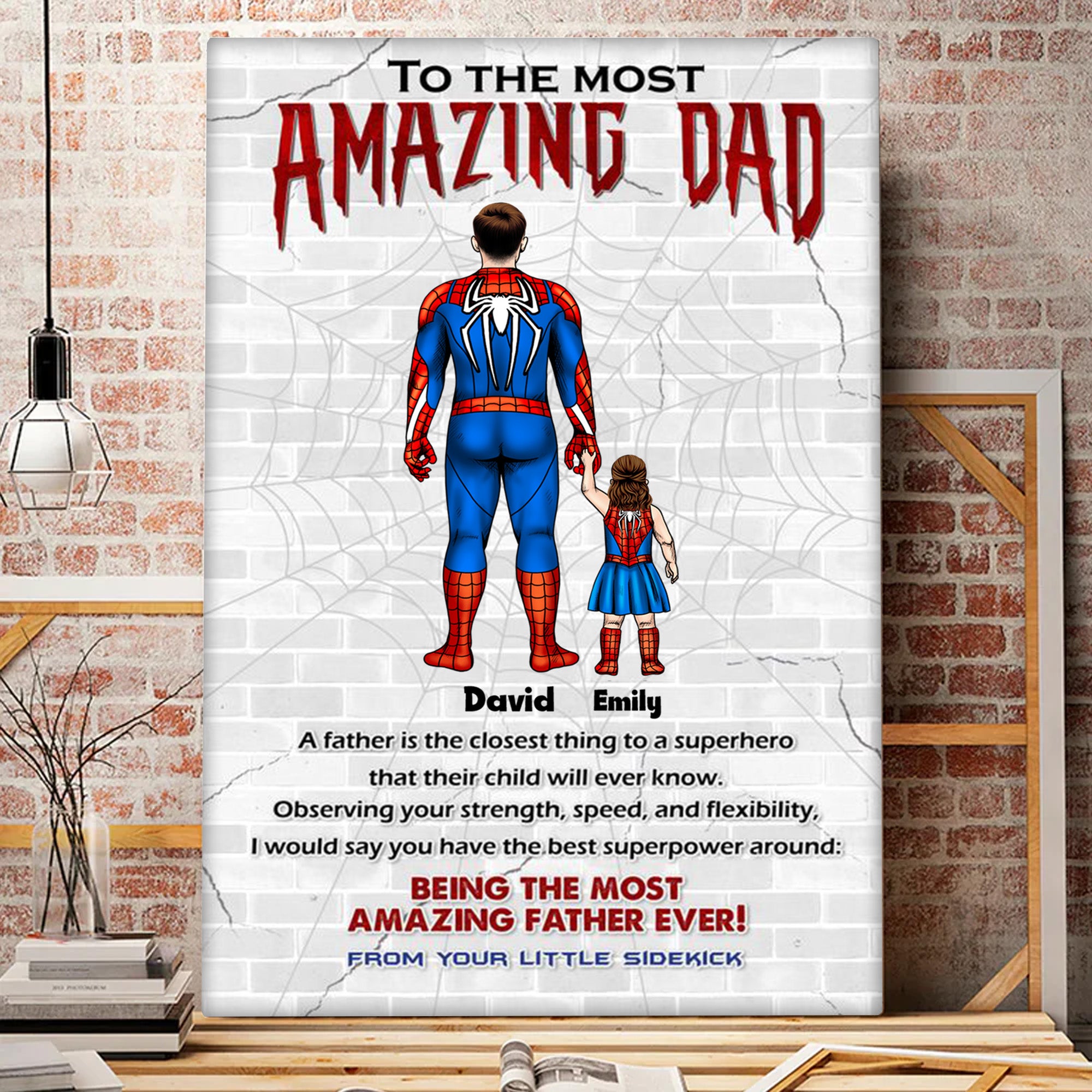 To The Most Amazing Dad - Gift For Father's Day - Personalized Canvas Poster