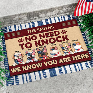 No Need To Knock We Know You Are Here Red Version - Gift For Pet Lovers - Personalized Door Mat