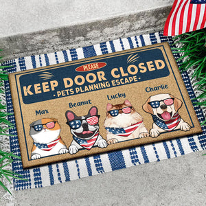 Keep Door Closed Pets Planning Escape - Gift For Pet Lovers - Personalized Door Mat