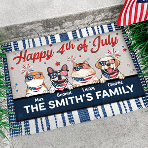 Happy 4th July With Cute Pets - Gift For Pet Lovers - Personalized Door Mat - CL12 NA94