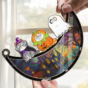 Happy Halloween From My Little Cat - Gift For Cat Lovers - Personalized Window Hanging Suncatcher Ornament - CLP01 NA94