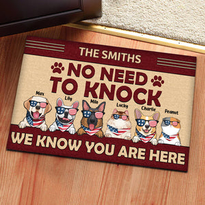 No Need To Knock We Know You Are Here Red Version - Gift For Pet Lovers - Personalized Door Mat