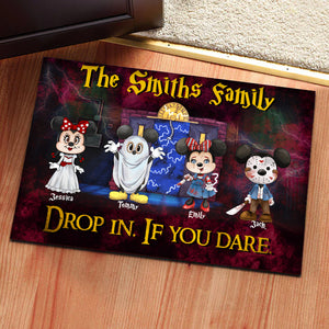 Drop In If You Dare Happy Halloween - Personalized Shaped Door Mat - CL15 NA94