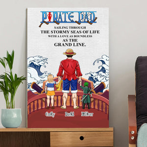 Pirate Dad Sailing Through The Stormy Seas Of Life - Gift For Father's Day - Personalized Canvas Poster