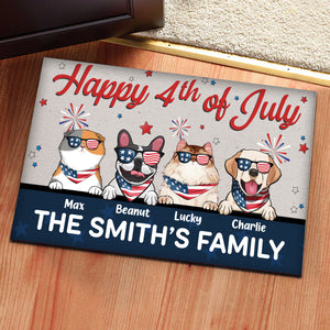 Happy 4th July With Cute Pets - Gift For Pet Lovers - Personalized Door Mat - CL12 NA94