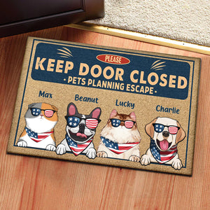 Keep Door Closed Pets Planning Escape - Gift For Pet Lovers - Personalized Door Mat