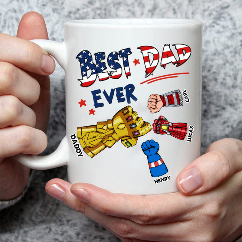 Best Dad Ever Hand To Hands American Flag - Gift For Dad - Personalized Ceramic Mug