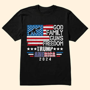 Avis89 God Family Guns Freedom And Trump 2024 - Unisex Shirt