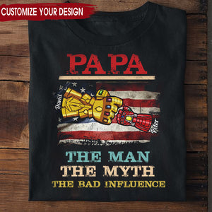 USA The Man The Myth The Bad Influence - Gift For Dad, Grandfather - Personalized Shirt