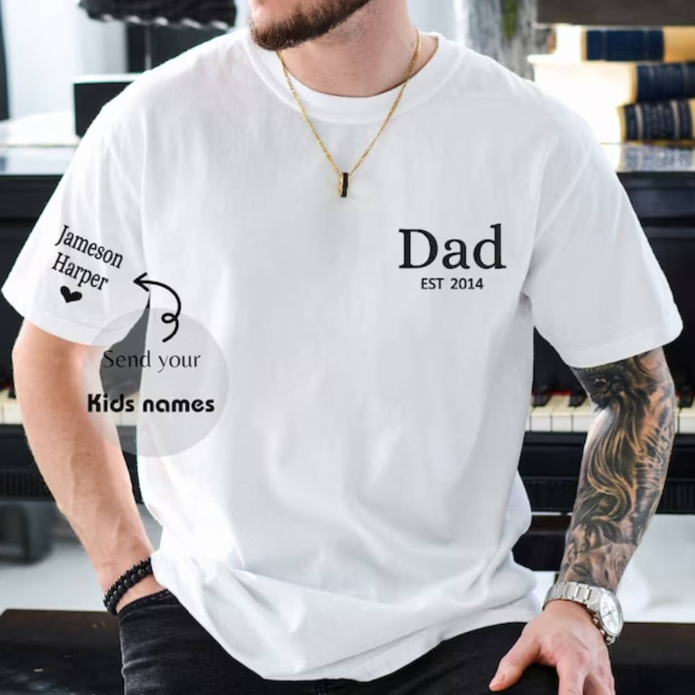 Custom Dad With Kids Est On Chest And Sleeve - Gift For Dad - Embroidered Sweatshirt