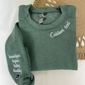 Custom On Neckline And Sleeve With Icon - Gift For Mom, Grandmother - Embroidered Sweatshirt