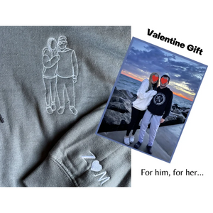 Custom Name The Girl Image Portrait On Chest - Gift For Couple - Embroidered Sweatshirt