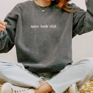 Custom Spicy Book Club On Chest And Sleeve - Gift For Book Lovers - Embroidered Sweatshirt