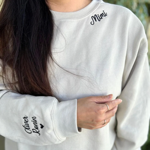 Custom On Neckline And Sleeve With Icon - Gift For Mom, Grandmother - Embroidered Sweatshirt
