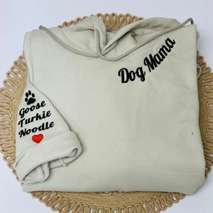 Custom Mama With Kid On Neckline And Sleeve - Gift For Mom, Grandmother - Embroidered Sweatshirt