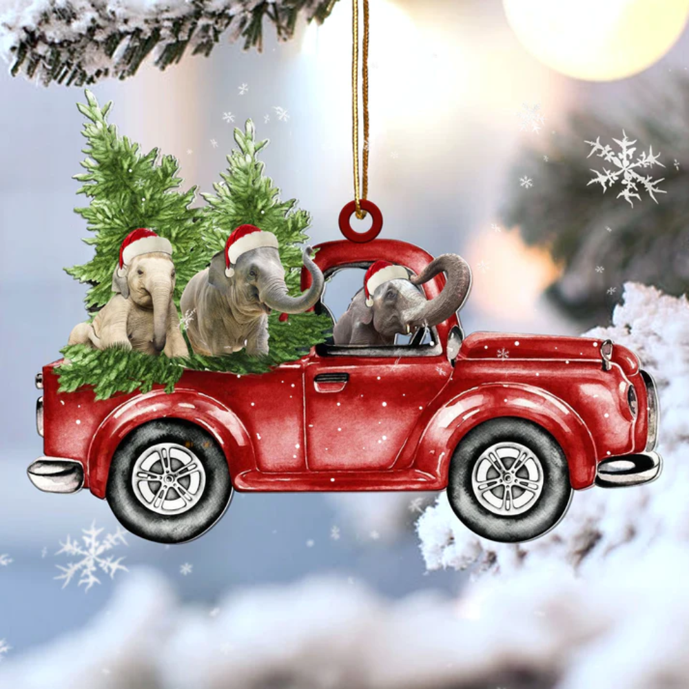 Elephant Red Car Ornament - Gift For Elephant Lover