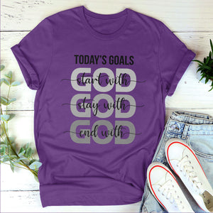 Beautiful Christian Unisex T-shirt - Today's Goals Start With God pt04