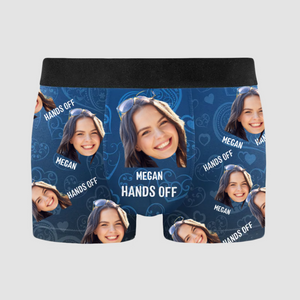 Custom Photo Property Of Funny Hands Off - Gift For Husband, Boyfriend - Personalized Men's Boxer Briefs