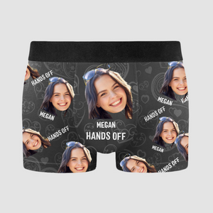 Custom Photo Property Of Funny Hands Off - Gift For Husband, Boyfriend - Personalized Men's Boxer Briefs