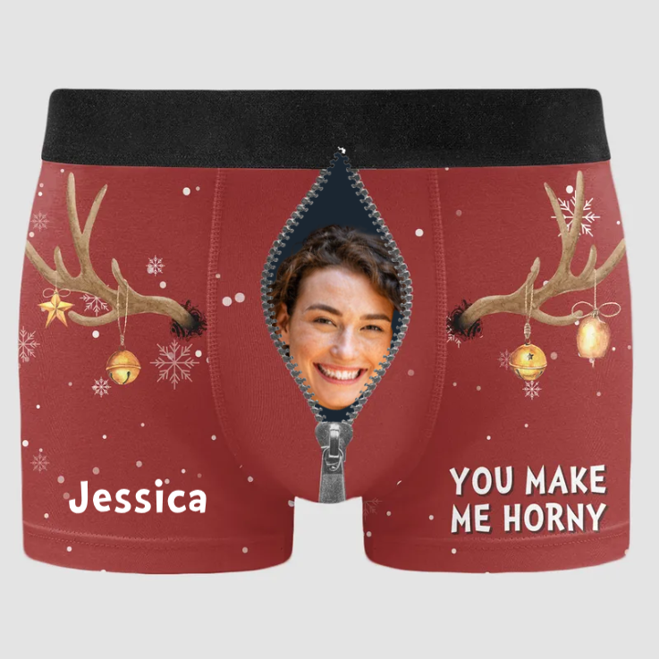 Custom Photo You Make Me Horny - Gift For Husband, Boyfriend - Personalized Men's Boxer Briefs