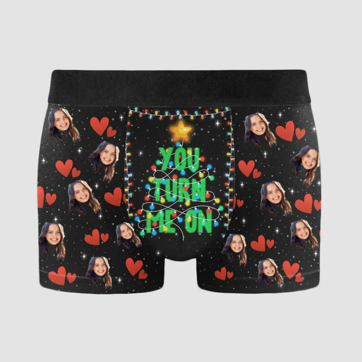 Custom Photo You Turn Me On- Gift For Husband, Boyfriend - Personalized Men's Boxer Briefs