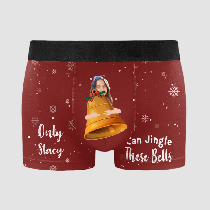 Custom Photo Only Her Can Jingle These Bells - Gift For Husband, Boyfriend - Personalized Men's Boxer Briefs